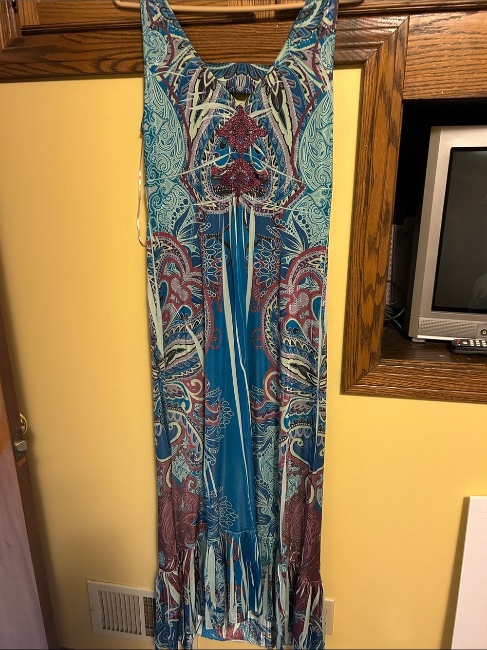 Unity World Wear Teal Blue and Wine Paisley Maxi Dress